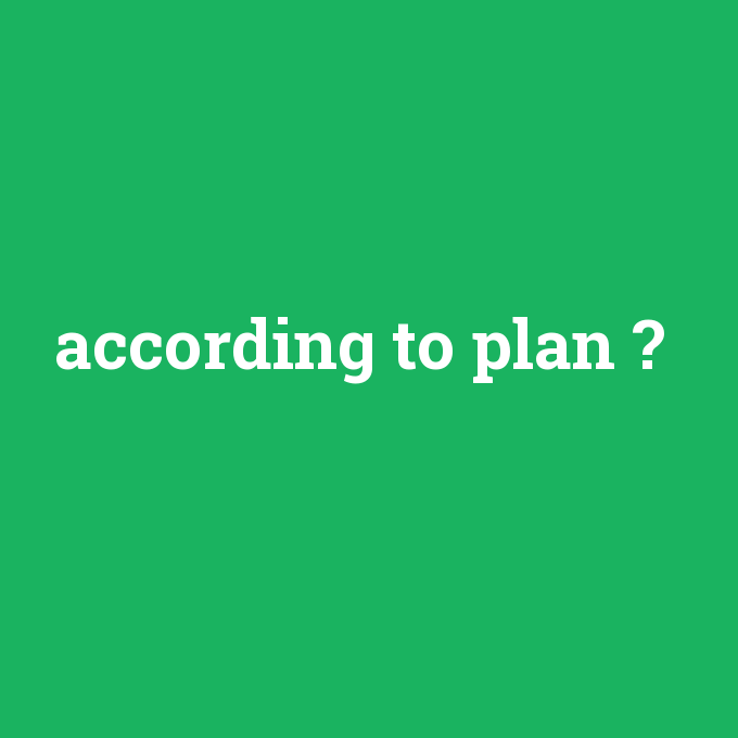 according to plan, according to plan nedir ,according to plan ne demek