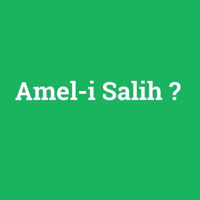 Amel-i Salih, Amel-i Salih nedir ,Amel-i Salih ne demek