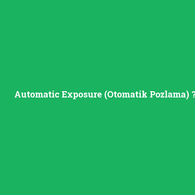 Automatic Exposure (Otomatik Pozlama), Automatic Exposure (Otomatik Pozlama) nedir ,Automatic Exposure (Otomatik Pozlama) ne demek