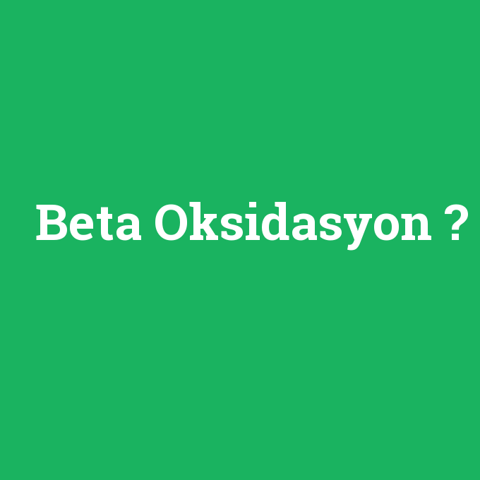 Beta Oksidasyon, Beta Oksidasyon nedir ,Beta Oksidasyon ne demek
