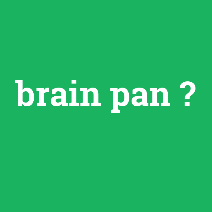 brain pan, brain pan nedir ,brain pan ne demek
