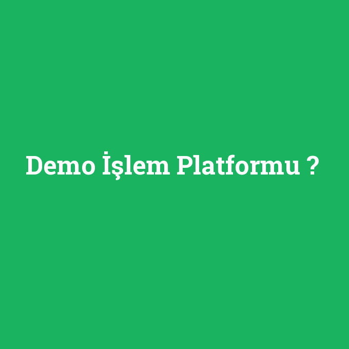 Demo İşlem Platformu, Demo İşlem Platformu nedir ,Demo İşlem Platformu ne demek