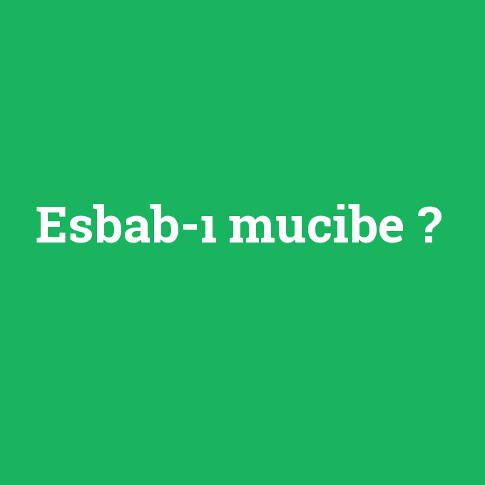 Esbab-ı mucibe, Esbab-ı mucibe nedir ,Esbab-ı mucibe ne demek