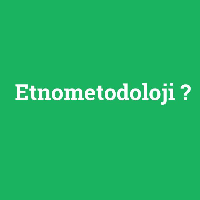 Etnometodoloji, Etnometodoloji nedir ,Etnometodoloji ne demek