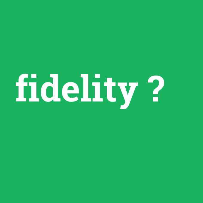 fidelity, fidelity nedir ,fidelity ne demek