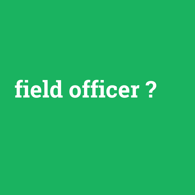 field officer, field officer nedir ,field officer ne demek