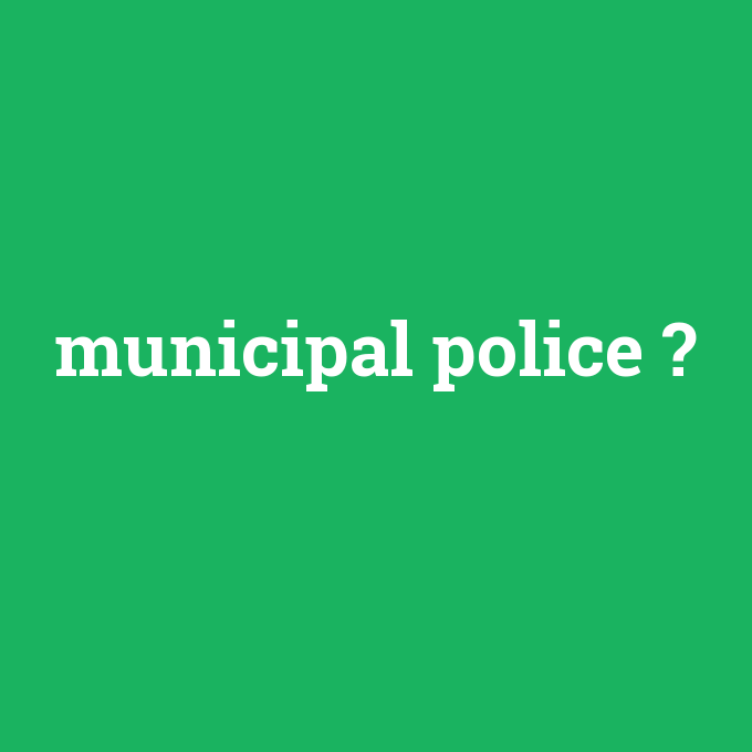 municipal police, municipal police nedir ,municipal police ne demek