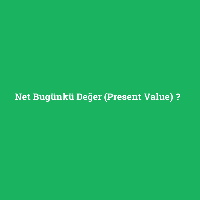 Net Bugünkü Değer (Present Value), Net Bugünkü Değer (Present Value) nedir ,Net Bugünkü Değer (Present Value) ne demek