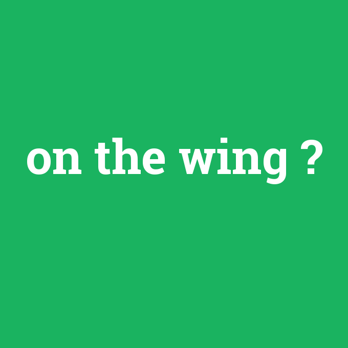 on the wing, on the wing nedir ,on the wing ne demek