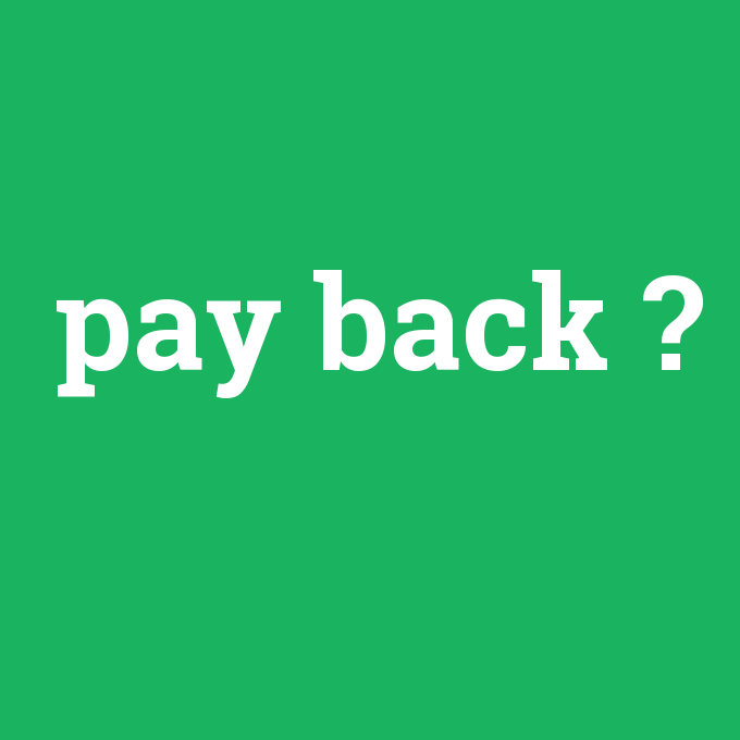 pay back, pay back nedir ,pay back ne demek