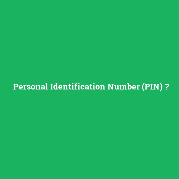 Personal Identification Number (PIN), Personal Identification Number (PIN) nedir ,Personal Identification Number (PIN) ne demek