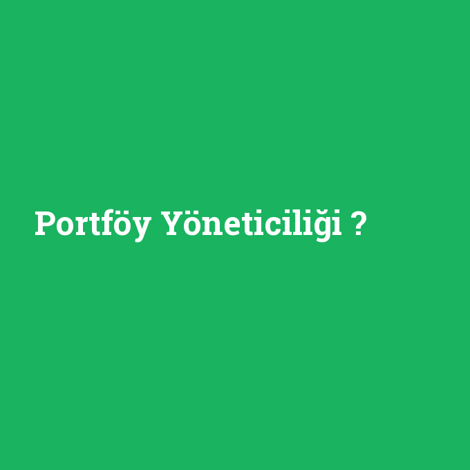 Portföy Yöneticiliği, Portföy Yöneticiliği nedir ,Portföy Yöneticiliği ne demek