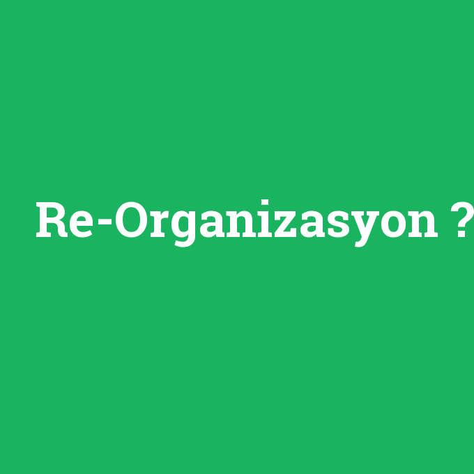 Re-Organizasyon, Re-Organizasyon nedir ,Re-Organizasyon ne demek