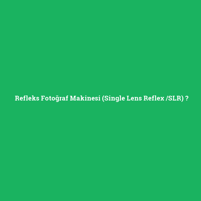Refleks Fotoğraf Makinesi (Single Lens Reflex /SLR), Refleks Fotoğraf Makinesi (Single Lens Reflex /SLR) nedir ,Refleks Fotoğraf Makinesi (Single Lens Reflex /SLR) ne demek