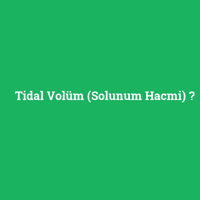 Tidal Volüm (Solunum Hacmi), Tidal Volüm (Solunum Hacmi) nedir ,Tidal Volüm (Solunum Hacmi) ne demek