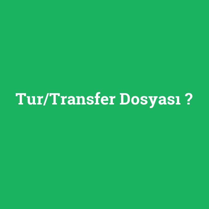 Tur/Transfer Dosyası, Tur/Transfer Dosyası nedir ,Tur/Transfer Dosyası ne demek