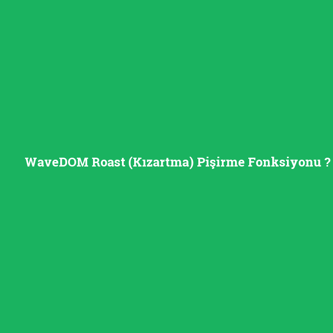 WaveDOM Roast (Kızartma) Pişirme Fonksiyonu, WaveDOM Roast (Kızartma) Pişirme Fonksiyonu nedir ,WaveDOM Roast (Kızartma) Pişirme Fonksiyonu ne demek