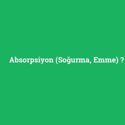 Absorpsiyon (Soğurma, Emme)