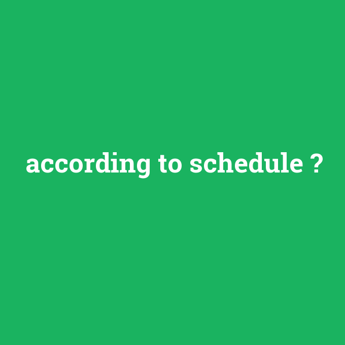 according to schedule, according to schedule nedir ,according to schedule ne demek