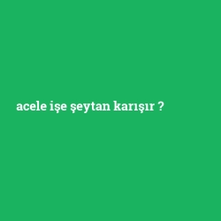 acele işe şeytan karışır