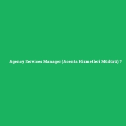Agency Services Manager (Acenta Hizmetleri Müdürü) foto galeri
