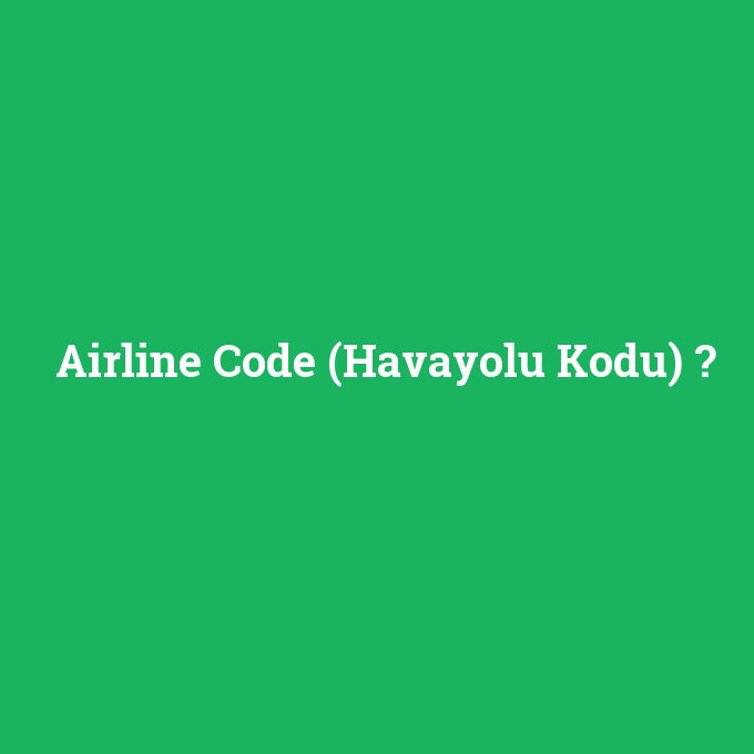 Airline Code (Havayolu Kodu), Airline Code (Havayolu Kodu) nedir ,Airline Code (Havayolu Kodu) ne demek