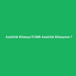Analitik Bilanço/TCMB Analitik Bilançosu