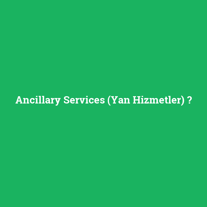 Ancillary Services (Yan Hizmetler), Ancillary Services (Yan Hizmetler) nedir ,Ancillary Services (Yan Hizmetler) ne demek