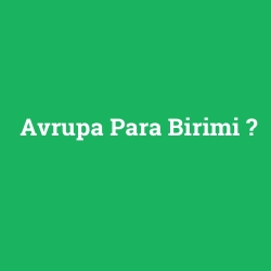 Avrupa Para Birimi