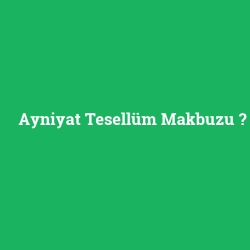 Ayniyat Tesellüm Makbuzu
