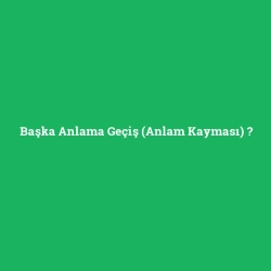 Başka Anlama Geçiş (Anlam Kayması)