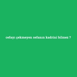 cefayı çekmeyen sefanın kadrini bilmez