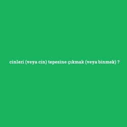 cinleri (veya cin) tepesine çıkmak (veya binmek)