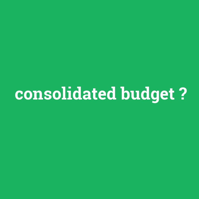 consolidated budget, consolidated budget nedir ,consolidated budget ne demek