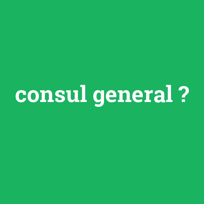 consul general, consul general nedir ,consul general ne demek