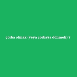 çorba olmak (veya çorbaya dönmek)