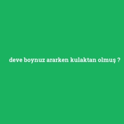 deve boynuz ararken kulaktan olmuş