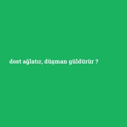 dost ağlatır, düşman güldürür