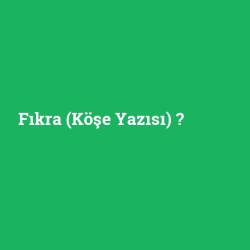 Fıkra (Köşe Yazısı)
