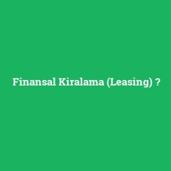 Finansal Kiralama (Leasing)