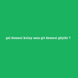 gel demesi kolay ama git demesi güçtür