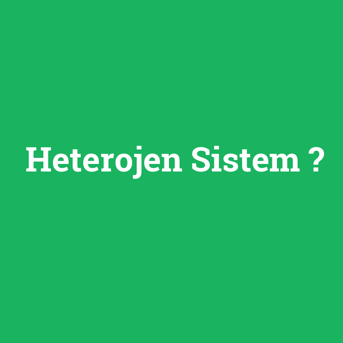 Heterojen Sistem, Heterojen Sistem nedir ,Heterojen Sistem ne demek