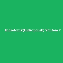 Hidrofonik(Hidroponik) Yöntem