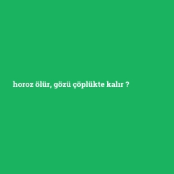 horoz ölür, gözü çöplükte kalır