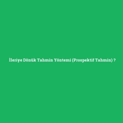 İleriye Dönük Tahmin Yöntemi (Prospektif Tahmin) foto galeri