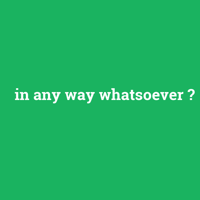 in any way whatsoever, in any way whatsoever nedir ,in any way whatsoever ne demek