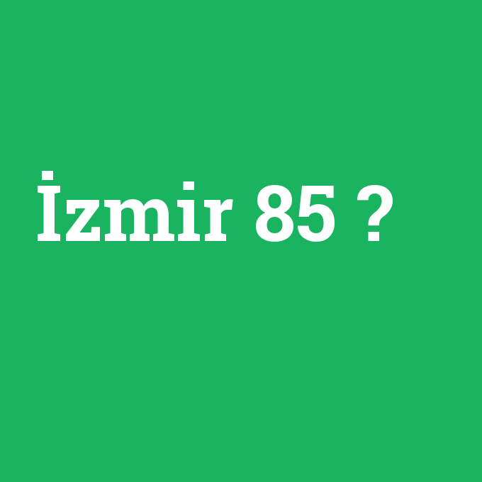 İzmir 85, İzmir 85 nedir ,İzmir 85 ne demek