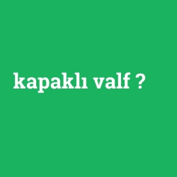 kapaklı valf