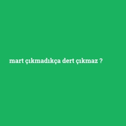 mart çıkmadıkça dert çıkmaz