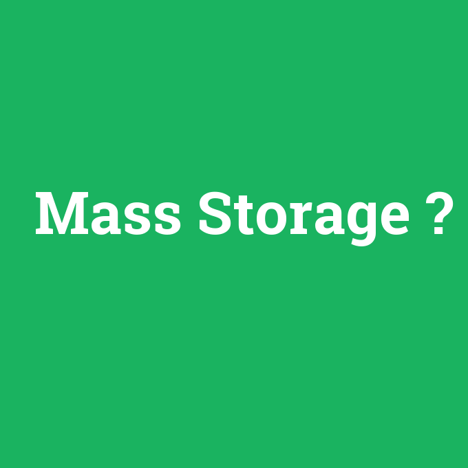 Mass Storage, Mass Storage nedir ,Mass Storage ne demek